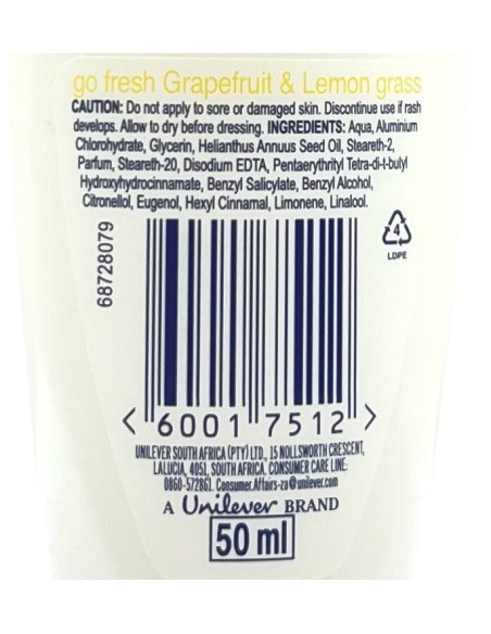 Dove Deodorante Roll-on 50ml - Go Fresh 48h - Grapefruit & Lemongrass